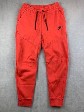 Nike Mens Sweatpants Small Red Tech Fleece Joggers Tapered Athletic CU4495-605